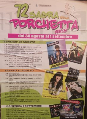 Sagra porchetta Ariccia 2024 il programma